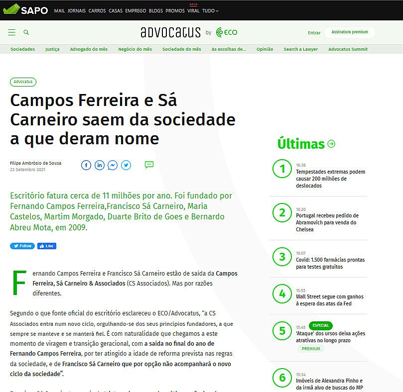 Campos Ferreira e S Carneiro saem da sociedade a que deram nome